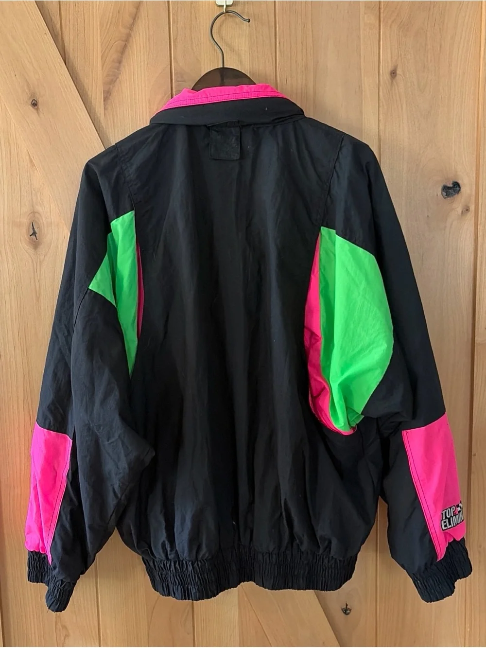 Vtg NHRA Black Neon Racing Jacket Main Gate PowerAde Drag Racing Sport Service